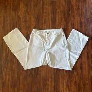 Petite White Straight Leg High Rise Hepburn Jeans